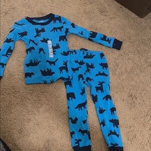 Blue Moose Print Kids Pajamas